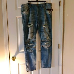 Crysp Men's Destroyed Medium Light Skinny Jeans